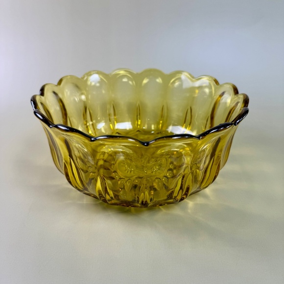 Vintage Anchor Hocking Fairfield Amber Glass Bowl | 1970s Mid-Century Serveware - Picture 2 of 9